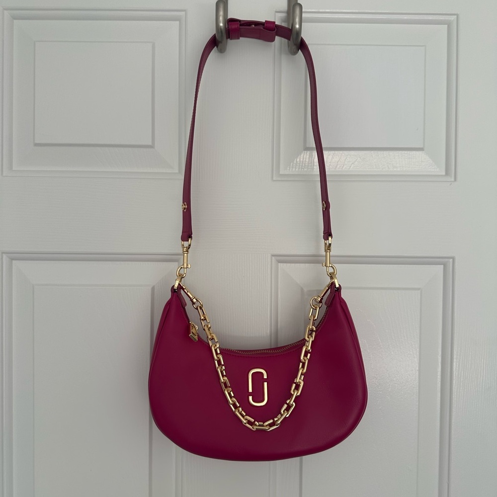 Marc Jacobs Crescent Shoulder Bag in Deep Pink with Gold Hardware